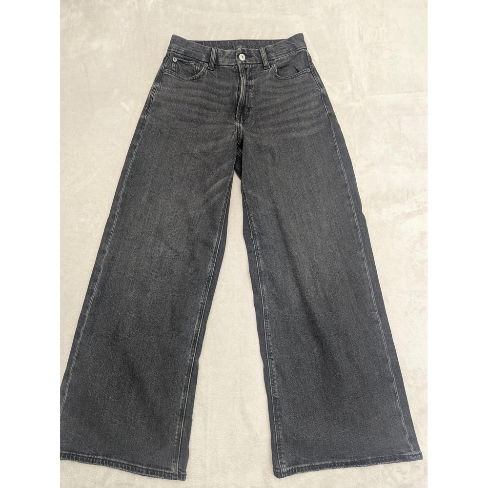 American Eagle Outfitters Wide Leg Flare Jeans - Charcoal Black